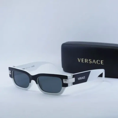 Pre-owned Versace Ve4465 545987 Top Black/white/dark Grey 53-18-145 Sunglasses Auth... In Gray