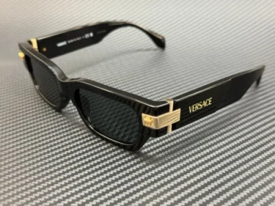 Pre-owned Versace Ve4465 Gb1 87 Black Grey Men's 53 Mm Sunglasses In Gray