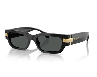 Pre-owned Versace Ve4465 Gb1/87 Black Frame -grey Lens Sunglasses 53mm Authentic In Gray