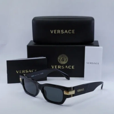 Pre-owned Versace Ve4465 Gb1/87 Black/dark Grey 53-18-145 Sunglasses Authentic In Gray