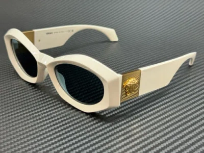 Pre-owned Versace Ve4466u 546280 White Grey Women's 54 Mm Sunglasses In Blue