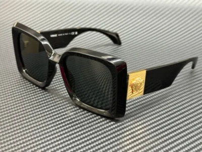 Pre-owned Versace Ve4467u Gb1 87 Black Dark Grey Women's 54 Mm Sunglasses In Gray