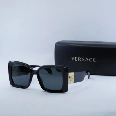 Pre-owned Versace Ve4467u Gb1/87 Black/dark Grey 54-18-140 Sunglasses In Gray