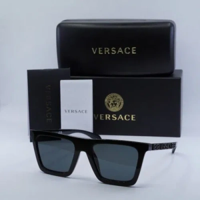 Pre-owned Versace Ve4468u Gb1/87 Black/dark Grey 53-19-140 Sunglasses In Gray