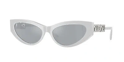 Pre-owned Versace Ve4470b 54741u Pearl Grey Blue Mirror Silver 56 Mm Women's Sunglasses