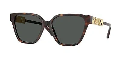 Pre-owned Versace Ve4471b 108 87 Havana Dark Grey 56 Mm Women's Sunglasses In Gray