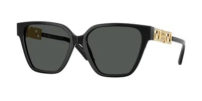 Pre-owned Versace Ve4471b Gb1 87 Black Dark Grey 56 Mm Women's Sunglasses In Gray