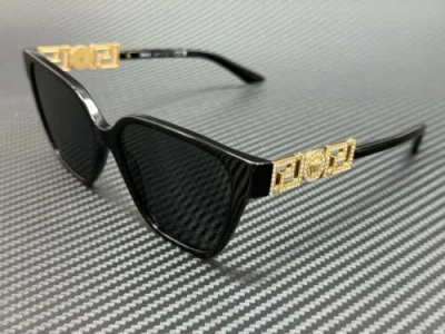 Pre-owned Versace Ve4471b Gb1 87 Black Grey Women's 56 Mm Sunglasses In Gray