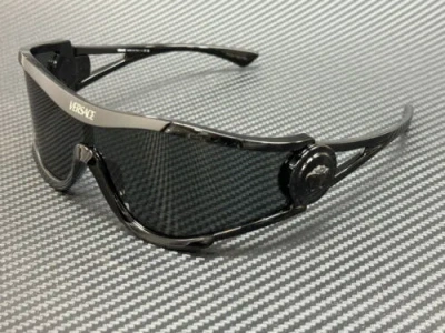 Pre-owned Versace Ve4475 536087 Black Dark Grey Unisex 60 Mm Sunglasses In Gray