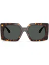 Versace Engraved-medusa Plaque Sunglasses In Brown
