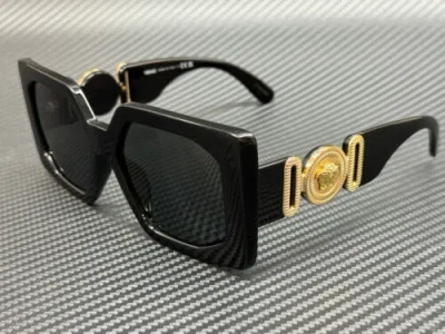 Pre-owned Versace Ve4478u Gb1 87 Black Grey Women's 55 Mm Sunglasses In Gray