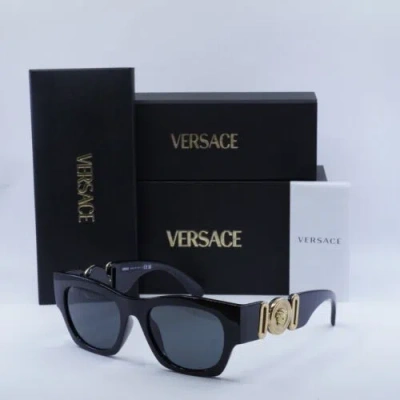 Pre-owned Versace Ve4479u Gb1/87 Black/dark Grey 52-19-140 Sunglasses In Gray