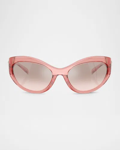 Versace Ve4485 Cat-eye Plastic Sunglasses In Transparent Pink