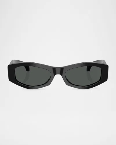 Versace Ve4487 Oval Logo-print Sunglasses In Black