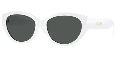 Versace Ve4495d Asian Fit 314/87 Women's Sunglasses White Size 56 In Metallic