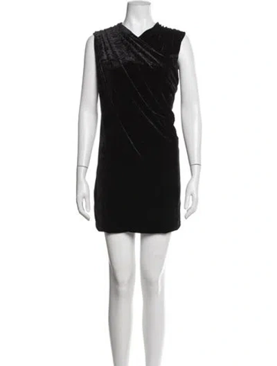 Pre-owned Versace Velour Mini Dress In Black