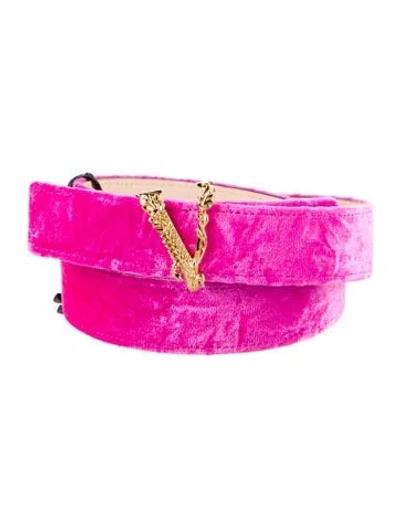 Pre-owned Versace Velvet Belt W/ Tags In Pink
