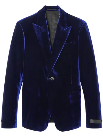 Versace Velvet Blazer In Blue