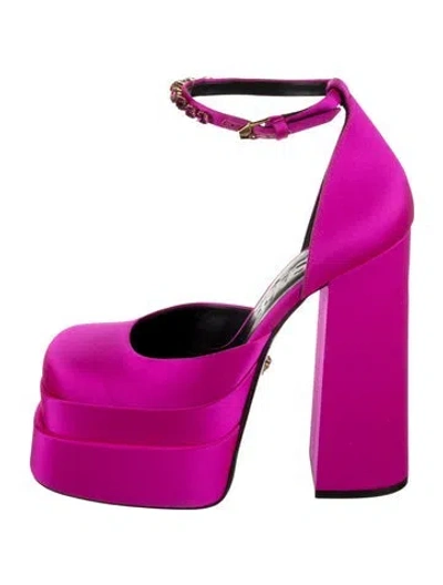 Pre-owned Versace Velvet Crystal Embellishments D'orsay Pumps In Pink