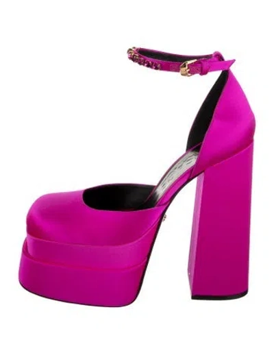 Pre-owned Versace Velvet Crystal Embellishments D'orsay Pumps In Pink