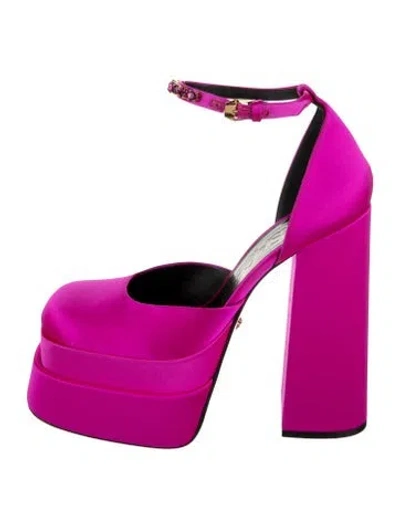 Pre-owned Versace Velvet Crystal Embellishments D'orsay Pumps In Pink