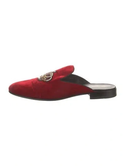 Pre-owned Versace Velvet Crystal Embellishments Slippers In Red