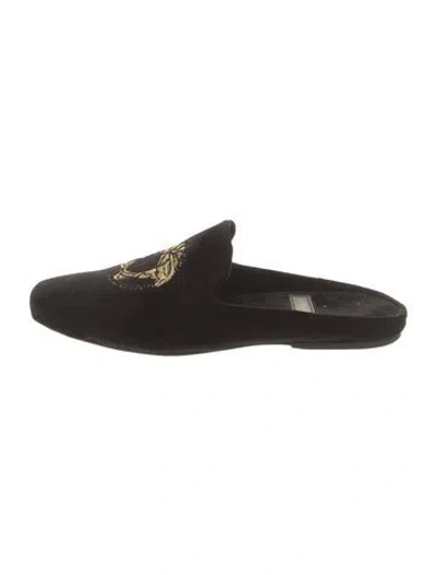 Pre-owned Versace Velvet Embroidered Accent Slippers In Multi
