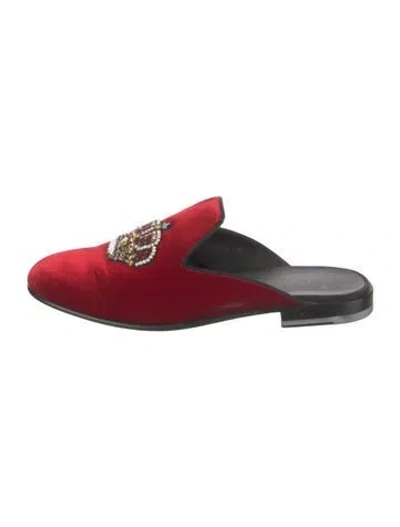 Pre-owned Versace Velvet Graphic Print Slippers In Red