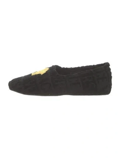 Pre-owned Versace Velvet Printed Slippers In Black