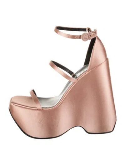 Pre-owned Versace Velvet Sandals In Pink