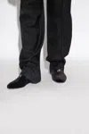 Versace Velvet Slippers In Black