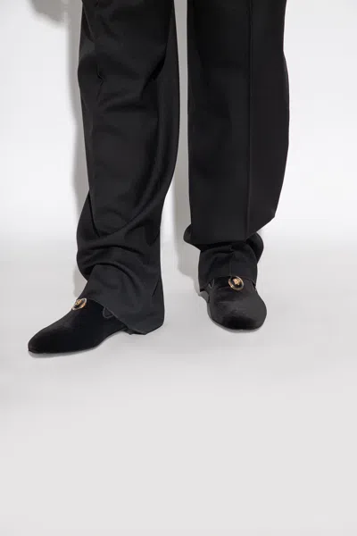 Versace Velvet Slippers In Black