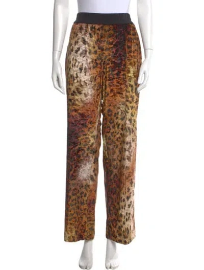 Pre-owned Versace Velvet Wide Leg Pants In Brown