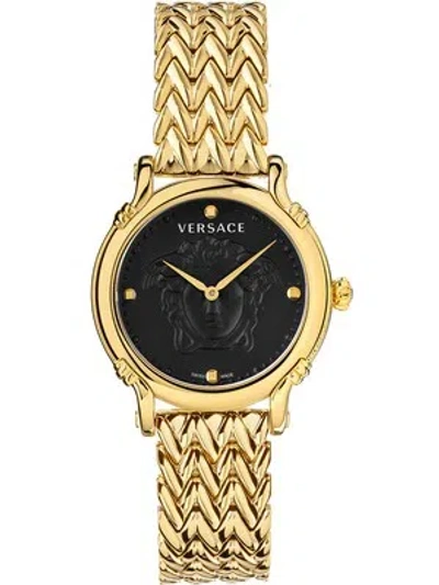 Pre-owned Versace Vepn00620 Safety Pin Ladies 34mm 5atm