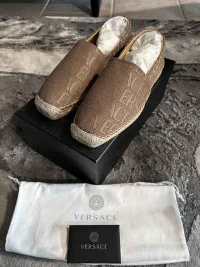 Pre-owned Versace ' Allover' Espadrilles Size Eu 43 For Men In Brown