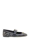 Versace Black Ballerinas With Studs Application And Buckle Closure In Leather Woman In Black