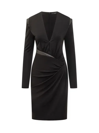 Versace Black Draped Dress With Deep Neckline