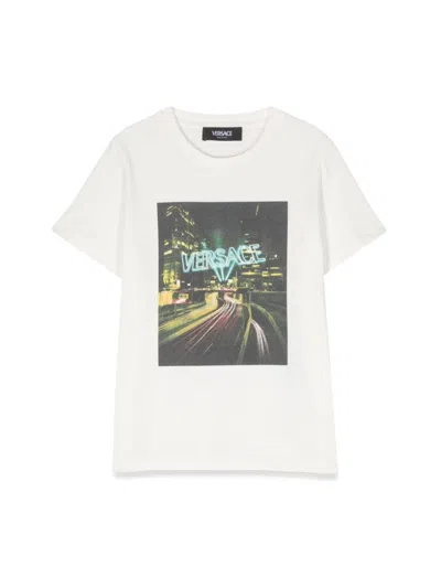 Versace Mini Blinding Lights Print T-shirt For Girls In White