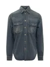 Versace Denim Shirt With Medusa Buttons In Blue