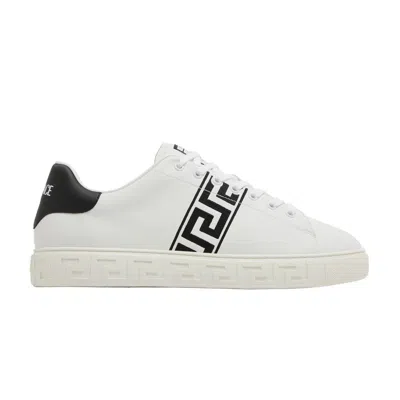 Pre-owned Versace Embroidered Greca Sneaker 'white Black' | Men's Size 45.5