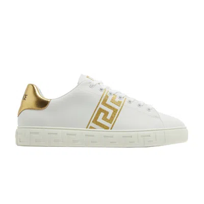Pre-owned Versace Embroidered Greca Sneaker 'white Gold' | Men's Size 40