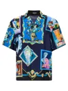 Versace Graphic Print Short Sleeve Gallery Shirt In Multicolor