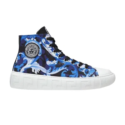 Pre-owned Versace Greca High 'barocco Print - Lapis' | Blue | Men's Size 7.5
