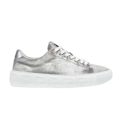 Pre-owned Versace Greca Sneaker 'argento Pony Hair' | Grey | Men's Size 42