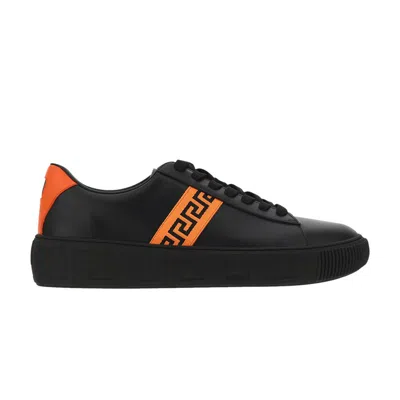 Pre-owned Versace Greca Sneaker 'black Neon Orange' | Men's Size 43