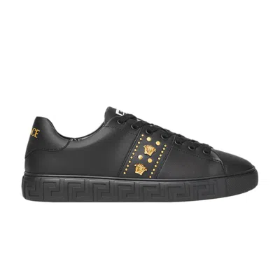 Pre-owned Versace Greca Sneaker 'studded Greek - Black' | Men's Size 44.5