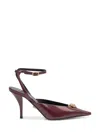 Versace La Medusa 85 Calf Leather Slingback Pumps In Burgundy