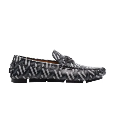 Pre-owned Versace La Greca Penny Loafer 'grey' | Men's Size 41.5