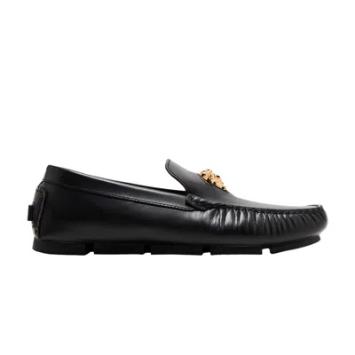 Pre-owned Versace La Medusa Driver Loafer 'black Gold' | Men's Size 38