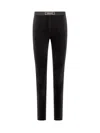 Versace Leggings In Black Velvet With Logo In Black